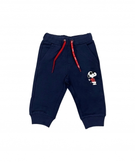 Boys Navy Blue Logo Print Trouser