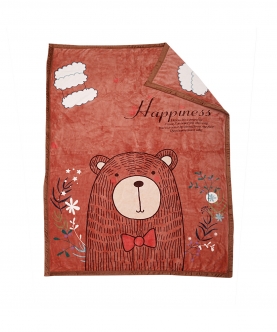 Happy Bear Brown Two-Ply Blanket