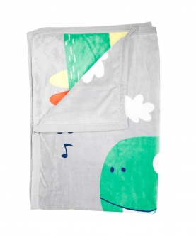 Cute Dino Grey Two-Ply Blanket