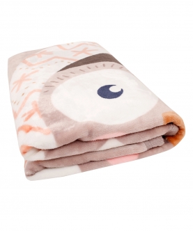 Fuzzy Owl Beige Two-Ply Blanket