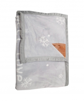 Snowy Reindeer Grey Two-Ply Blanket