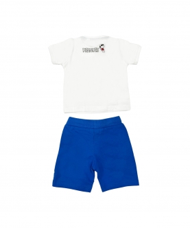 Boys White & Blue Cotton Short Sets