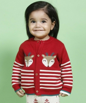 Joyful Reindeer Jacquard 100% Cotton Sweater