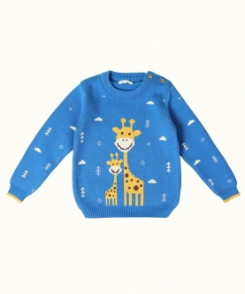 Blissful Giraffe 100% Cotton Duo Jacqaurd Sweater