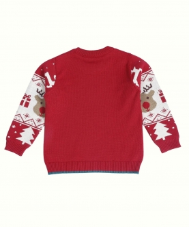 Jaunty Reindeer Jacquard 100% Cotton Sweater