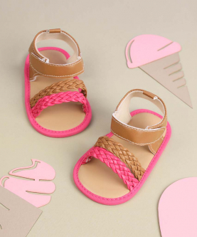 Kicks & Crawl-Tan & Pink Braided Sandals