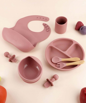 Kicks & Crawl-Silicone Mealtime Set-Pink