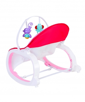 Polka Dotted Portable Rocker With Hanging Toys