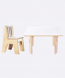 Swen White Color Wooden Straight Table For Kids - Amber 