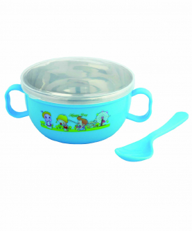 Baby Moo On-The-Go Blue Steel Bowl & Spoon Tiffin Set