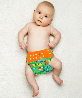 On-The-Go Orange And Green Reusable Diaper