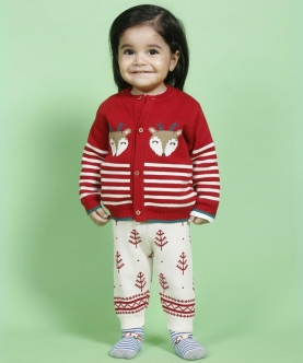 Joyful Reindeer Jacquard Sweater With Lower - Set Of 2