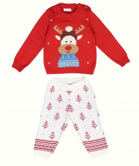 Reindeer Jacquard Sweater With Lower Set Of 2