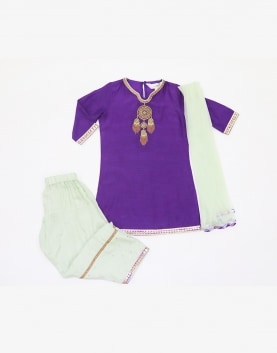 Purple Cotton Silk Kurta