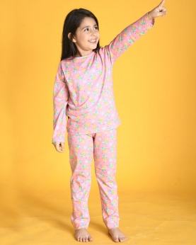 Pineapple Long Sleeves Pyjama Set-Pink