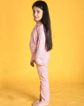 Pineapple Long Sleeves Pyjama Set-Pink