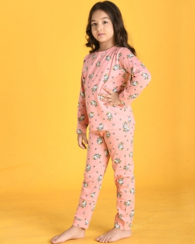 Unicorn Long Sleeves Pyjama Set-Pink