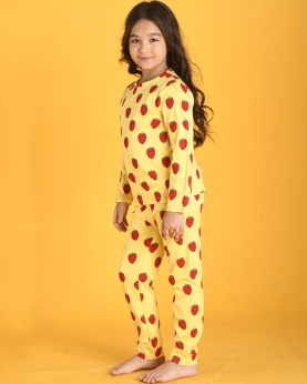 Strawberry Long Sleeves Pyjama Set-Yellow
