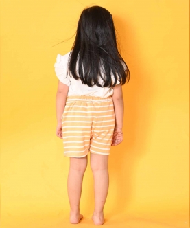 Destination Orange Striped Shorts Set- White/Orange