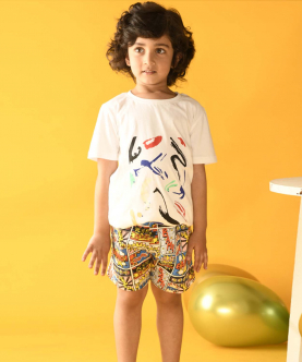Superhero Print Shorts -Multicolor