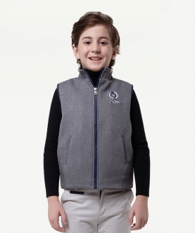 Kids Boys Grey Solid Sleeveless Jacket For Kids Boys