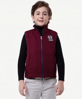 Kids Boys Wine Solid Sleeveless Jacket For Kids Boys