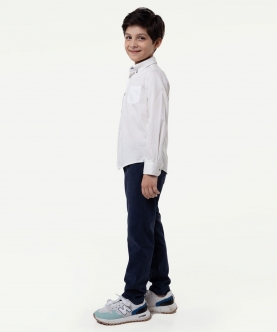 One Friday Off White Solid Of Shirt For Kids Boys