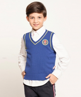 One Friday Blue Marvel Print Sweater For Kids Boys