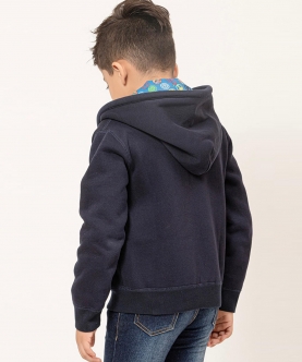 One Friday Navy Blue Marvel Solid Hoodies For Kids Boys