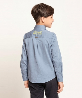 Blue Mickey Print Cotton Solid Shirt For Kids Boys