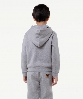 One Friday Grey Solid Hoodies For Kids Boys