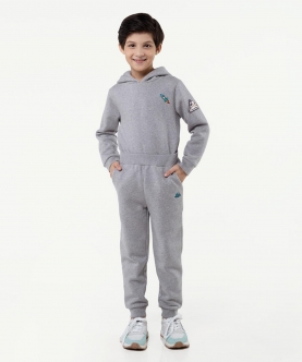One Friday Grey Solid Pyjama For Kids Boys