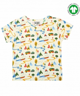 Oversized Round Neck Printed T-Shirt - Camping