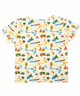 Oversized Round Neck Printed T-Shirt - Camping