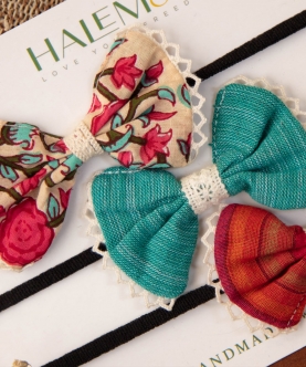 Handmade Bow Hair Bands pack of 3