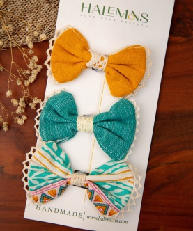 Handmade Bows Hair Clips (Pack of 3)