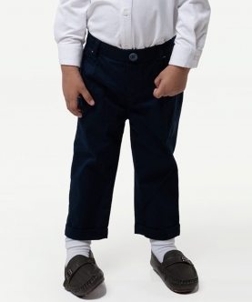 One Friday Navy Blue Solid Trouser For Baby Boys