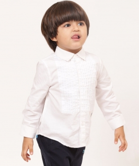 Baby Boys Off White Woven Cotton Shirt For Baby Boys