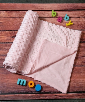 Baby Moo Plain Pink Double Sided Bubble Blanket