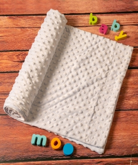 Baby Moo Plain Grey Double Sided Bubble Blanket
