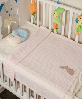 Baby Moo Rabbit Pink Waffle Blanket