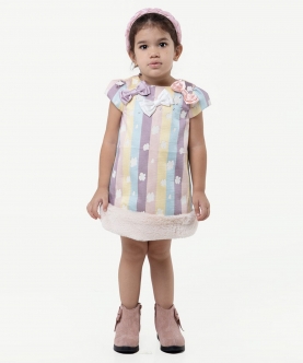 Varsity Chic Multicolored Stripes And Blooms Dress
