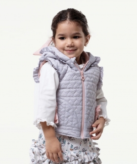 Grey Heart Shape Quilted Jacket