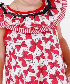 Red Bow Printed Dress