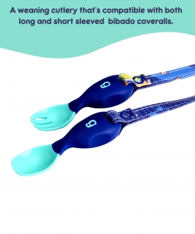 Bibado Handi Cutlery Attachable Weaning Cutlery Set Oceans of Fun Dark Blue