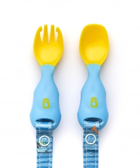 Bibado Handi Cutlery Attachable Weaning Cutlery Set Speedy Dinos Turquoise