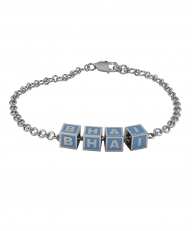 Sterling Silver Baby Kubes BHAI Square Bracelet-Blue (5-7 gms)