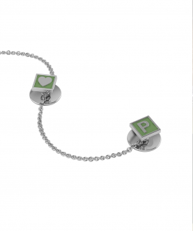 Sterling Silver Initial Enamelled Kurta Buttons-Square Babykubes With Heart(7-9 gms)