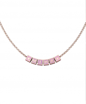 Sterling Silver Name Necklace For Baby & Adult-18 Kt Pink Gold & Square Babykubes(7-15 gms)