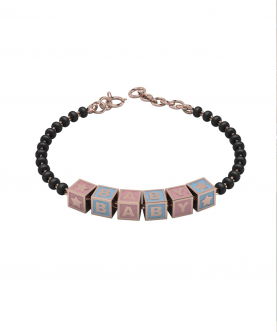 Sterling Silver Baby Nazariya With Square Babykubes-Pink Blue With 18 Kt Pink Gold Plating(6-9 gms)